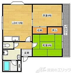 ドゥ・ネフリェール 2LDKの間取図画像