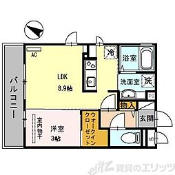 ハイデンス吹田 1LDKの間取図画像