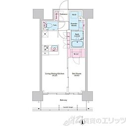 BPRレジデンス新梅田 1LDKの間取図画像