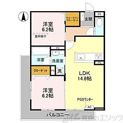 パークサイドファーム 2LDKの間取図画像