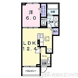 高槻堤町イースト 1LDKの間取図画像