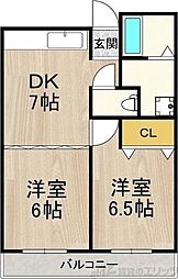 JMRレジデンス新大阪 2DKの間取図画像