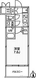 エグゼ天神橋 1Kの間取図画像