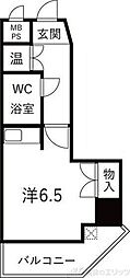 ユーロハイツ東天満 ワンルームの間取図画像
