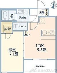 ウェルスクエア江坂II 1LDKの間取図画像