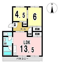 マンションニュー木曽川D棟 2LDKの間取図画像