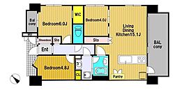 セントラルパレス千船アルテア 3LDKの間取図画像