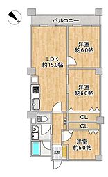 プラザ歌島A棟 3LDKの間取図画像