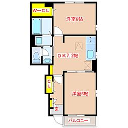 コンフォール1 2DKの間取図画像