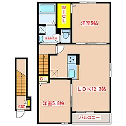 ヴィヴァレス 2LDKの間取図画像