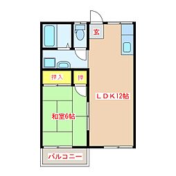 ホワイトハイツ霧島 1LDKの間取図画像