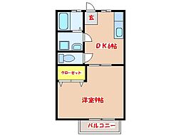 コーポ新本城 1DKの間取図画像