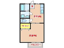 コーポ新本城 1DKの間取図画像