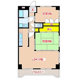 ユウコウマンション 3階2LDKの間取り
