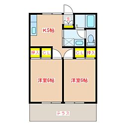 菱刈ハイツA 2Kの間取図画像