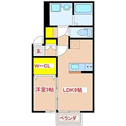 PrendreIII 1LDKの間取図画像