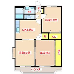 ユーミー桜 3DKの間取図画像