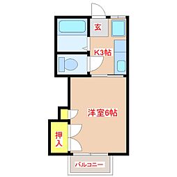 アイディアルコウガ 1Kの間取図画像
