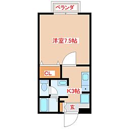 ボアソルテンB 1Kの間取図画像