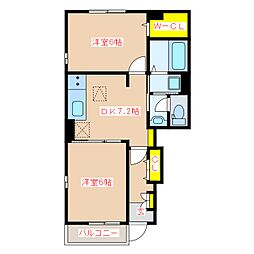 コンフォール1 2DKの間取図画像