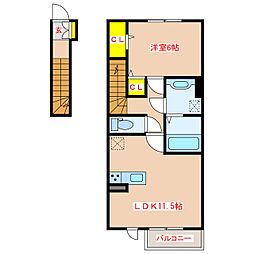 フォレストパークサイド野間島 1LDKの間取図画像