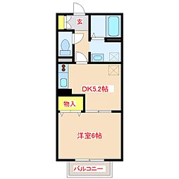 パディー盛 1DKの間取図画像
