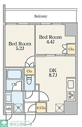 Alivis五反野 2DKの間取図画像