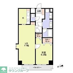 綾東ヴィレッジ弐番館 1LDKの間取図画像