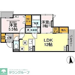 セレスティア東保木間II 2LDKの間取図画像
