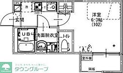 越谷市南越谷1丁目アパート 1Kの間取図画像