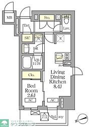 テラス北千住 1LDKの間取図画像