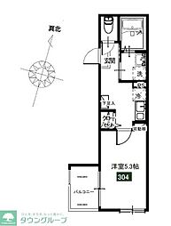 メルディア新里町 1Kの間取図画像