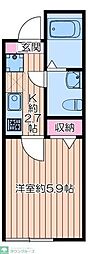 千住Grayishwood 1Kの間取図画像
