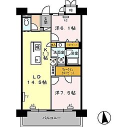 ロイヤルパークス西新井 2LDKの間取図画像