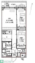 GENOVIA六町 2LDKの間取図画像
