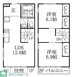 The Orchard Yahata A棟 2SLDKの間取図画像