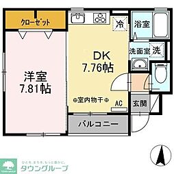 エルシャンテ 1DKの間取図画像