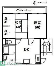第2東ハイツ 2DKの間取図画像