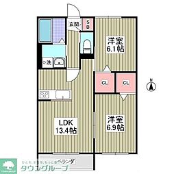グラントレ宮城 2DKの間取図画像