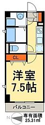 リヴェールタワー綾瀬 1Kの間取図画像