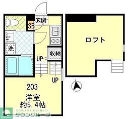 ハーモニーテラス大谷田 1Kの間取図画像