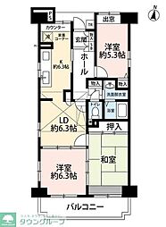 コーポレート草加旭町1号棟 3DKの間取図画像