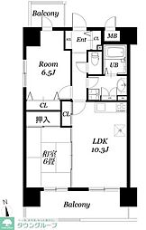 ロワール・ヒエダ 2LDKの間取図画像
