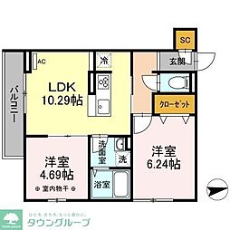 エクセル3 2LDKの間取図画像