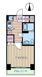 シンシアリー 1Kの間取図画像
