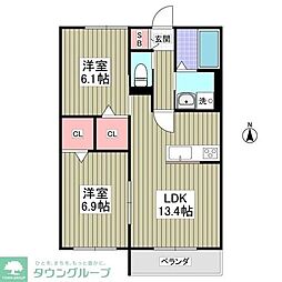 グラントレ宮城 2DKの間取図画像