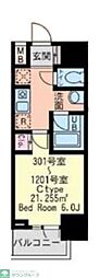 TLRレジデンス亀有 1Kの間取図画像