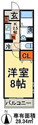 イーストラディアンス 1Kの間取図画像