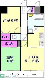 リレント谷塚 2LDKの間取図画像