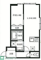 TocA西新井 1LDKの間取図画像